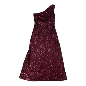 Christina Wu Red One Shoulder Sequin Maxi Dress 14